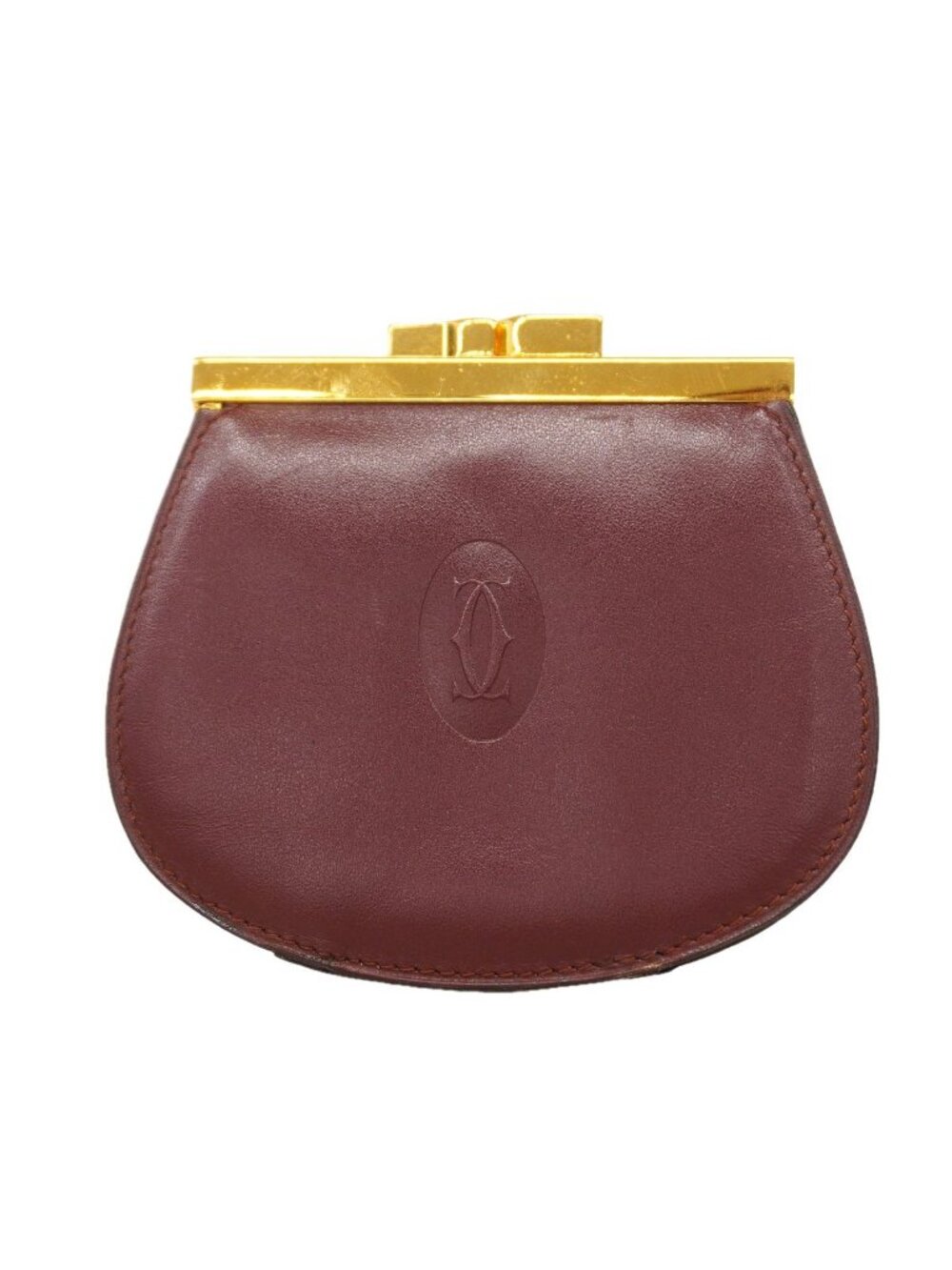 Cartier Coin Purse Must Leather Bordeaux Gold